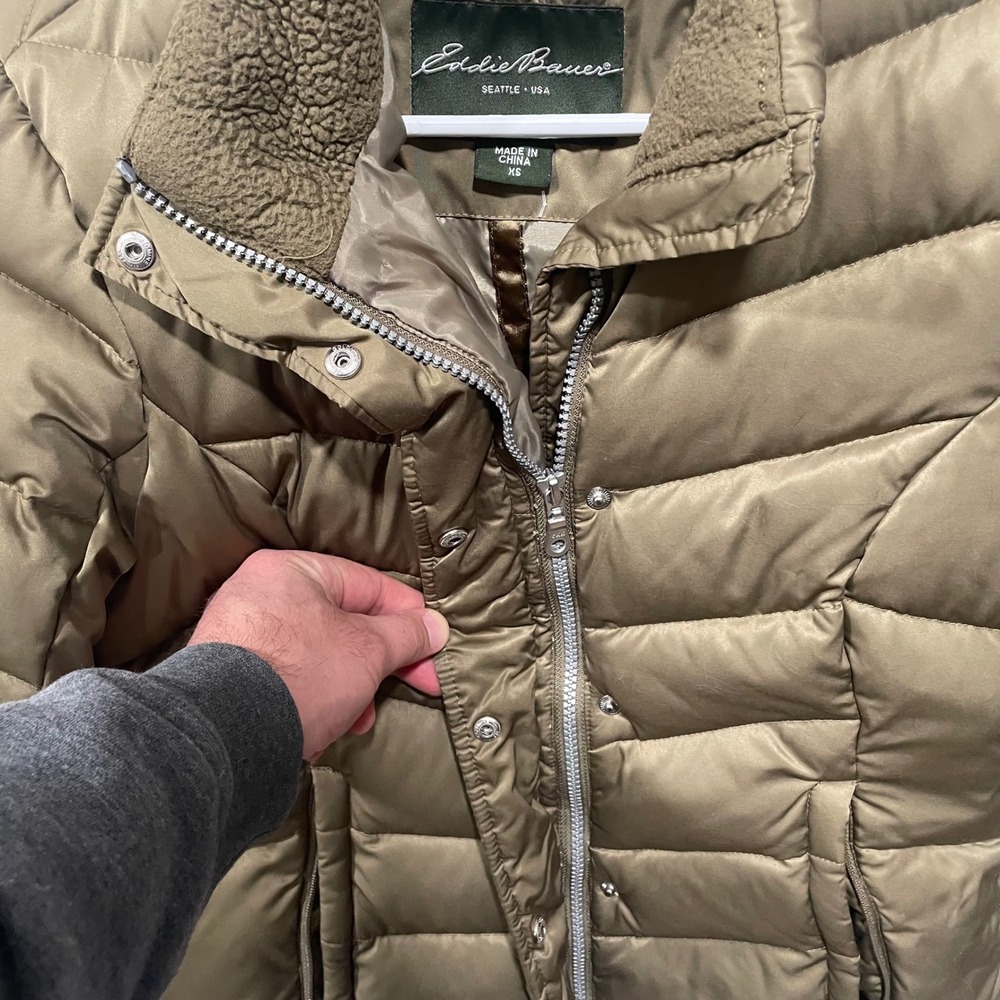 Eddie Bauer Women's Down Puffer Jacket Olive Green XS EB550 Fill - Picture 4 of 11